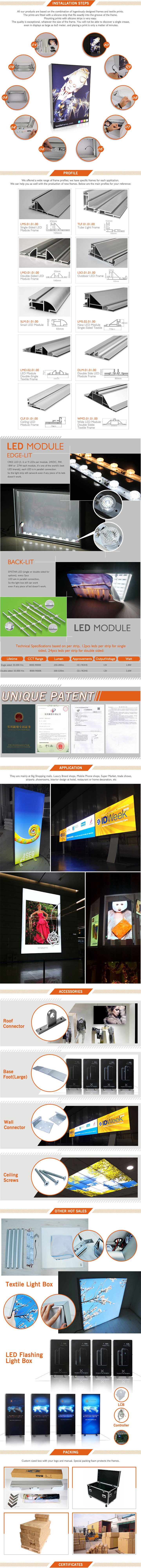 Tianyu display di Frameless Indoor / Outdoor Advertising tessuto LED tessile da pavimento Light Box Sign