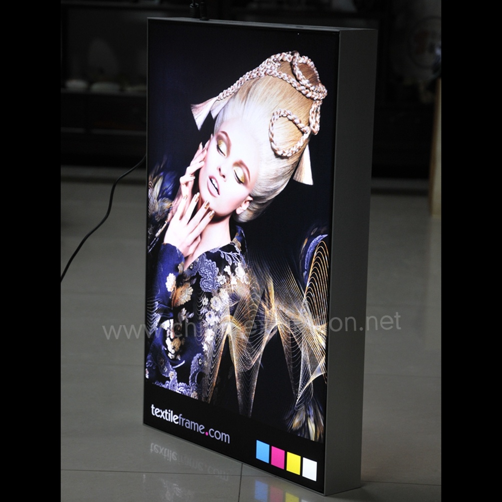 Tampilan aluminium Profil LED Light Picture Seg Bingkai Single-Sided Frameless Fabric Light Box