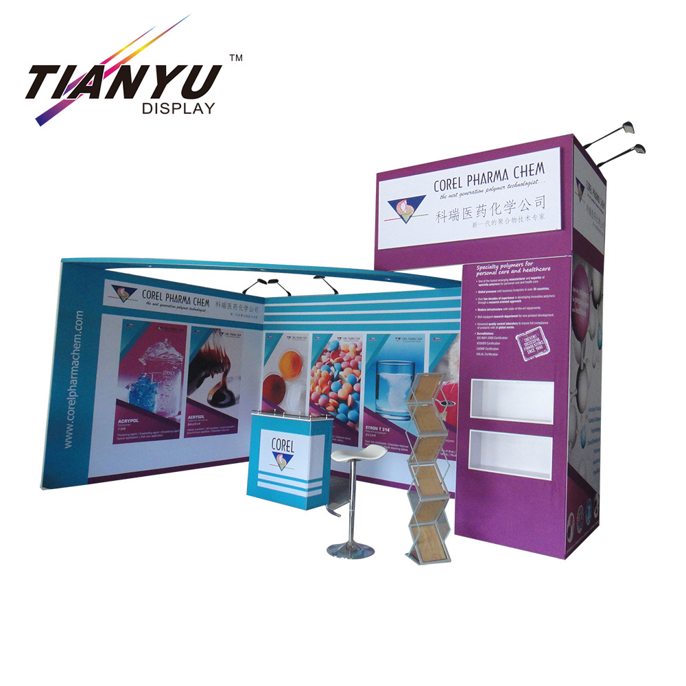 3X6m modern Dye-Sublimation Tension Fabric Ringan Aluminium Bingkai Exhibition Booth