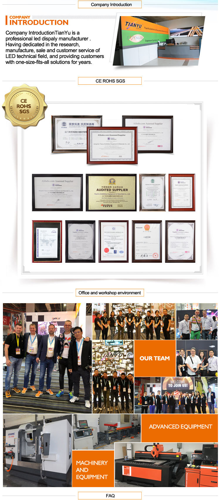 مخصص 3X3، 3X6، 6X6m المعرض التجاري كشك شاشة الجدار الفيديو مع M سلسلة الإطار