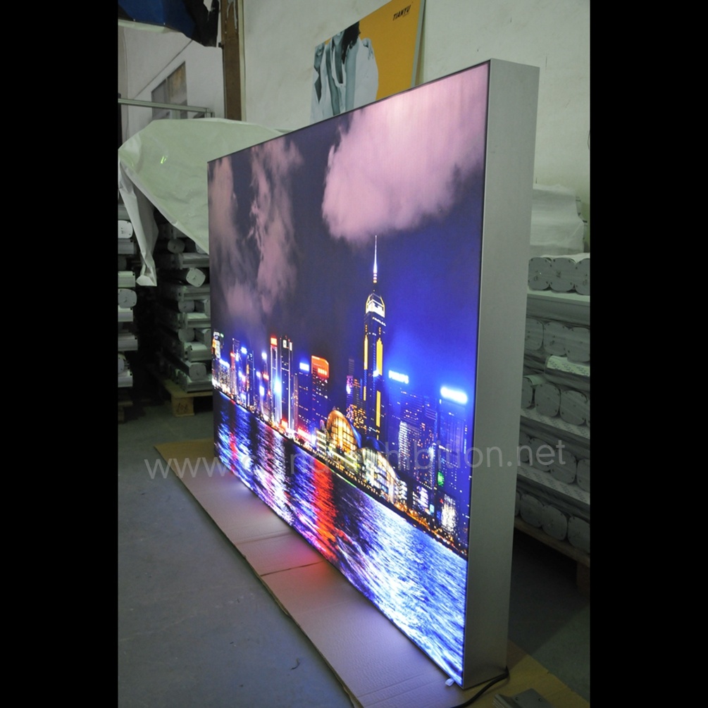 Disesuaikan 100mm Profil Aluminium Backlit LED Seg Frameless Fabric Light Box