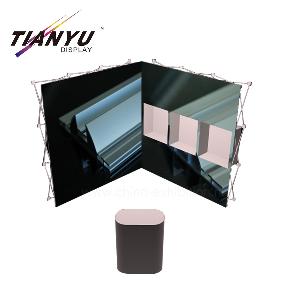 Disesuaikan Ukuran L Shape Pop up Banner Trade Show Exihition Berdiri