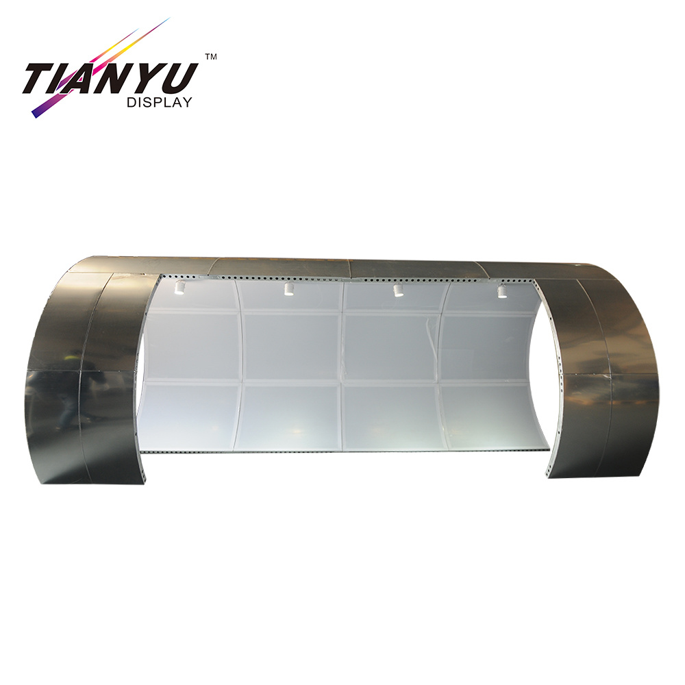 تصميم جديد الألومنيوم التوتر النسيج المعرض عرض المعرض التجاري كشك الطعام