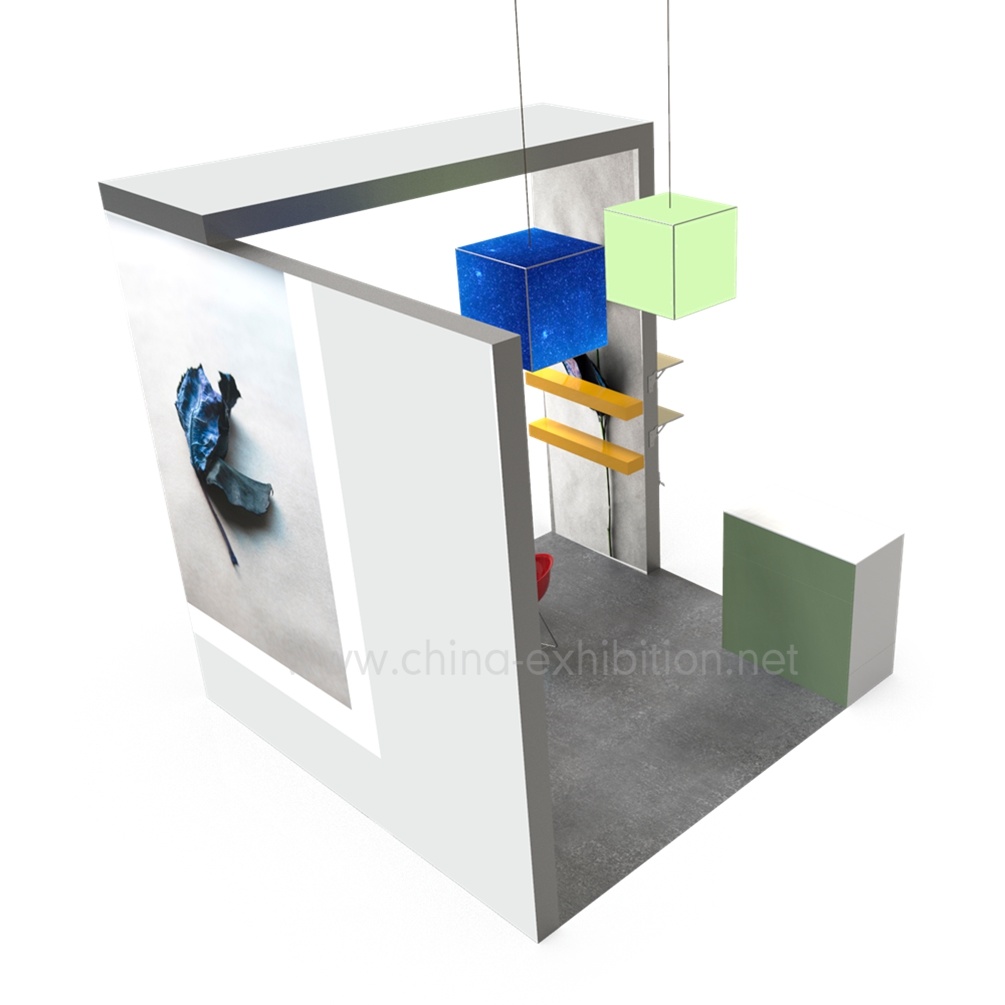 Memproduksi Custom Made Frameless Kain box Light dengan Backlight dan edgelight LED Digunakan di 3x3m Trade Show Booth