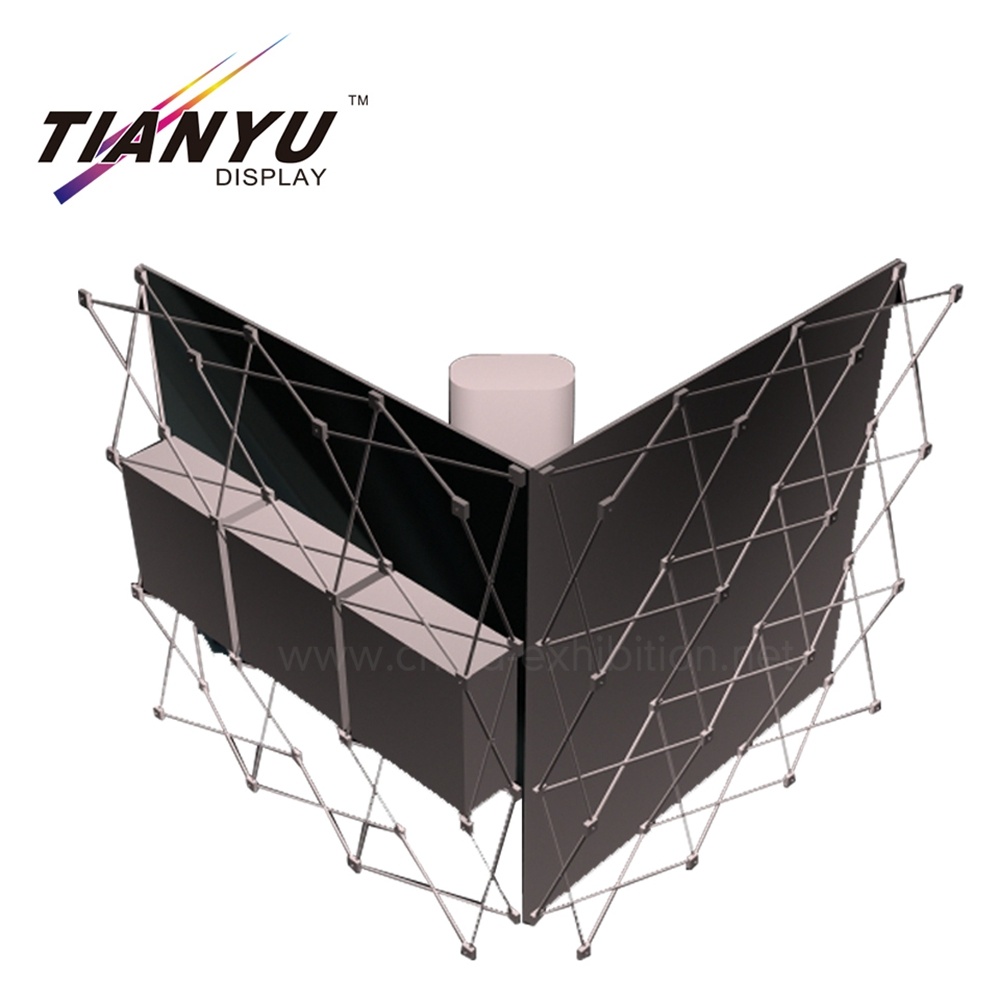 Disesuaikan Ukuran L Shape Pop up Banner Trade Show Exihition Berdiri