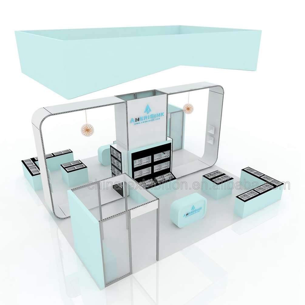 Semplice da assemblare 6X6 M Display per fiere Stand modulare portatile semplice Esposizione di progettazione 3D