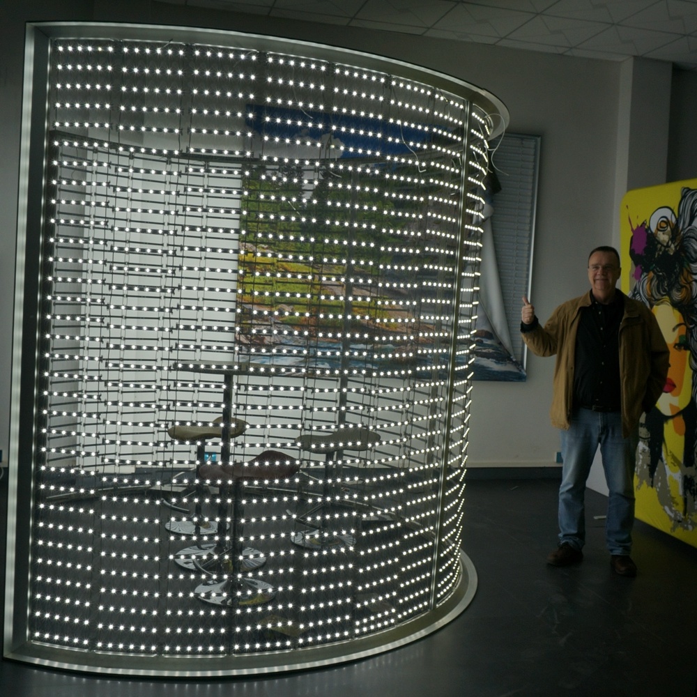 Hanging doppia faccia luce led montatura pubblicitaria rotonda ID display