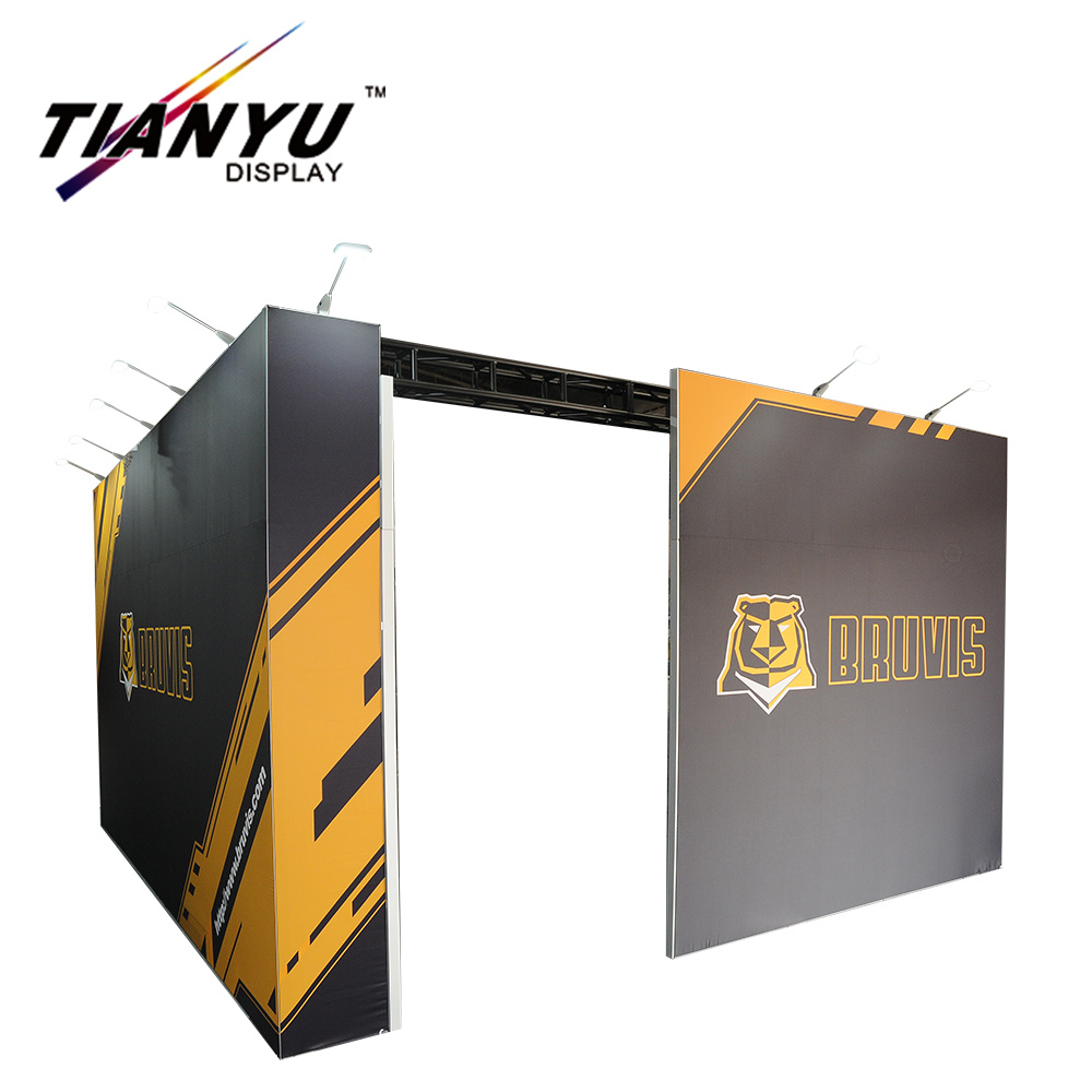 Fancy Ketegangan Fabric Tampilan 10ft Aluminium dan Fabric Trade Show Dinding Trade Show Pondok Daun