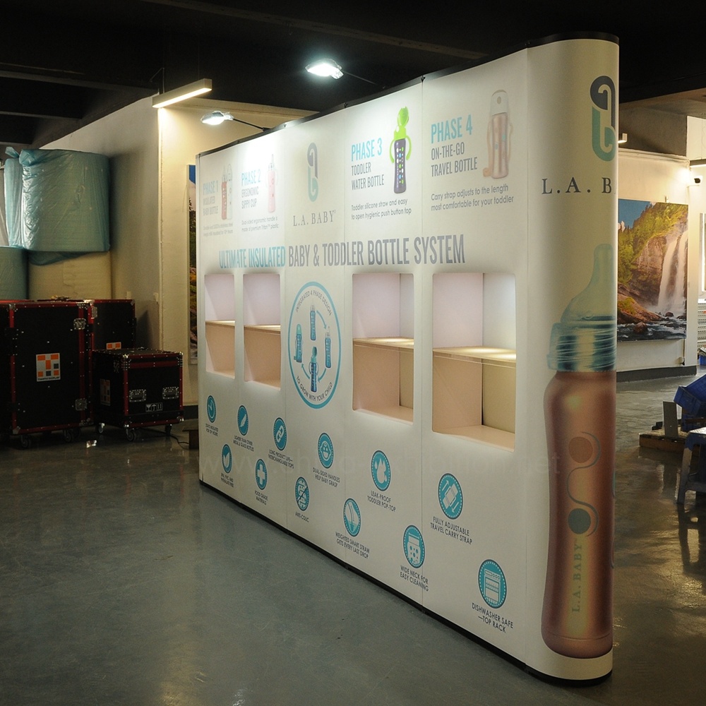 Pameran Tampilan Booth Kontraktor melar Fabric Trade Show Backdrop