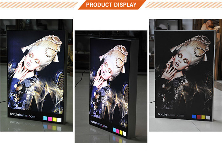 Backlit Aluminium Profil Fabric Light Box Disesuaikan Frameless Fabric LED Light Box Perdagangan Tampilkan