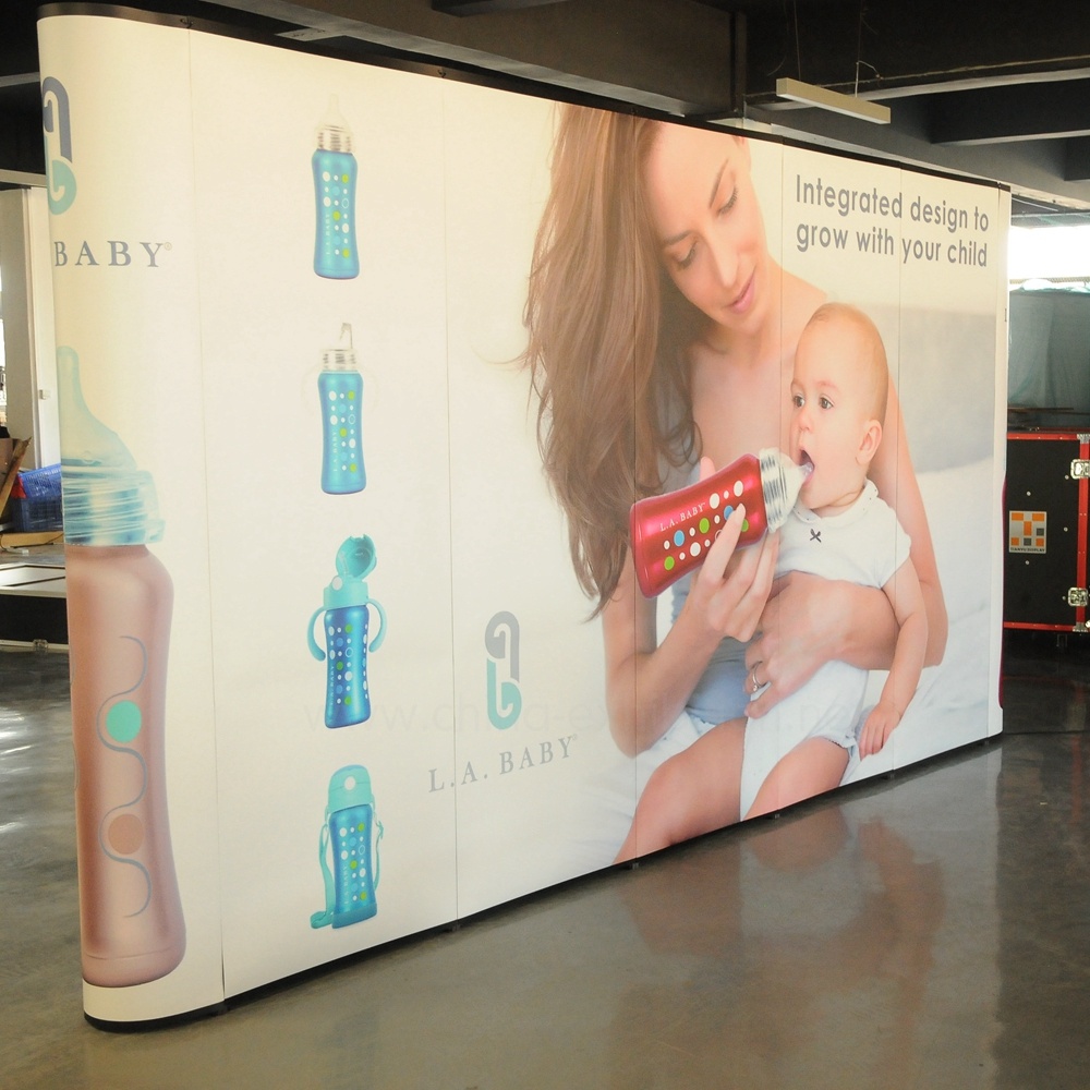 Pameran Tampilan Booth Kontraktor melar Fabric Trade Show Backdrop