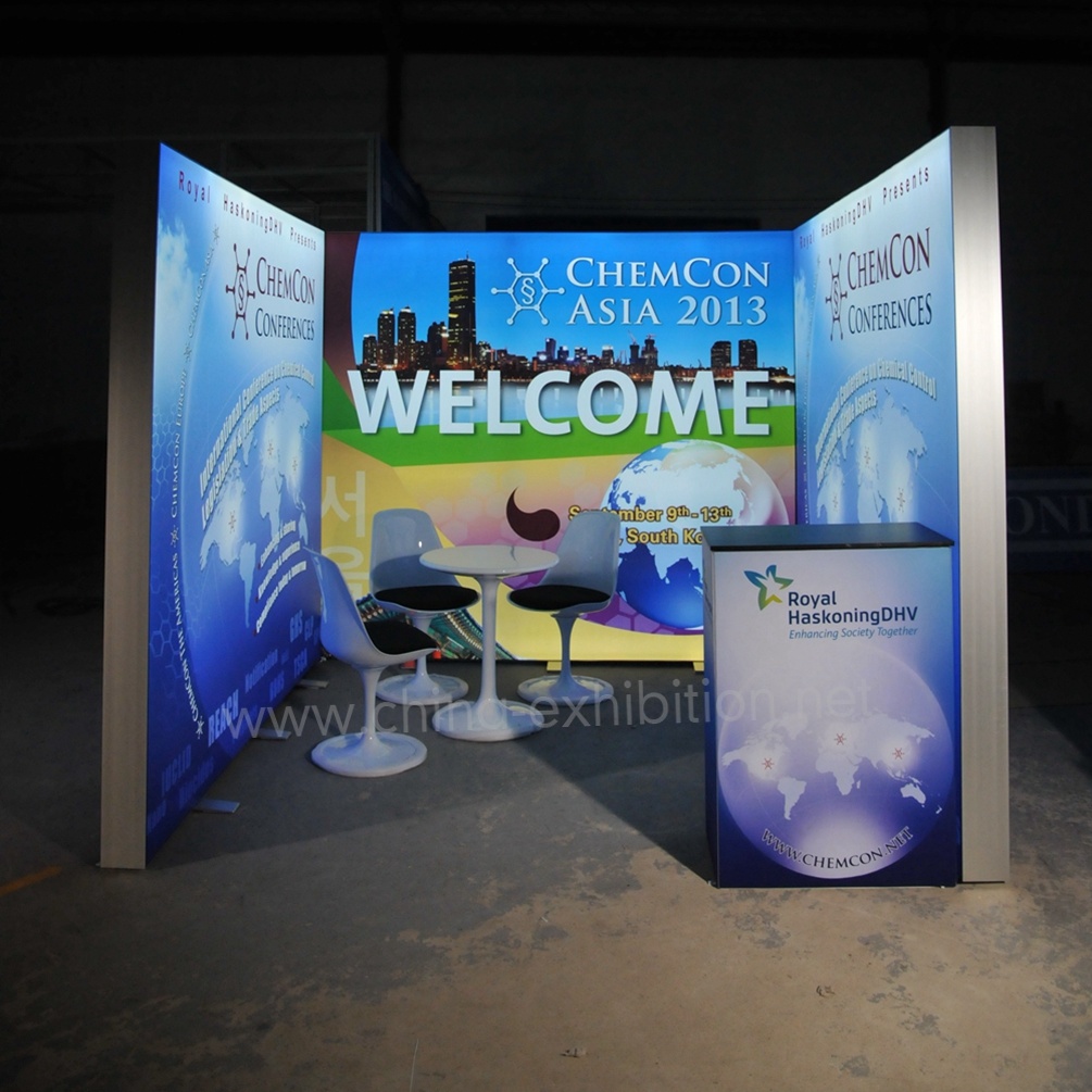 Tecido LED personalizado Dupla Face Light Box Lighting Exhibition Booth Feira de exibi&ccedil;&atilde;o