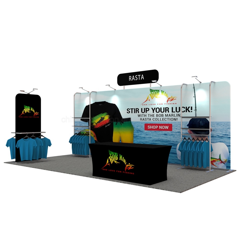 Tubo di alluminio Graphic Stretch in tessuto in tensione Backwall Display per fiere