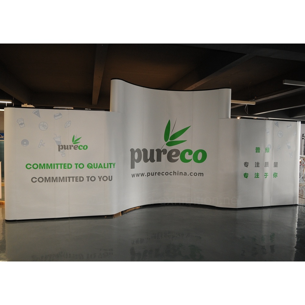 20X30FT Grande tessuto in tensione Etero curve di pop up stand display per Trade Show