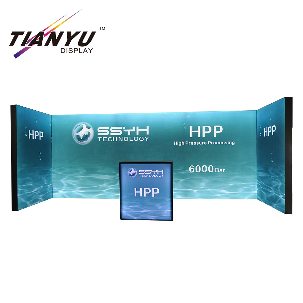 Tel&oacute;n de fondo port&aacute;til soporte curvo tensi&oacute;n marco de tela estante de exhibici&oacute;n usados ​​cabina de la feria