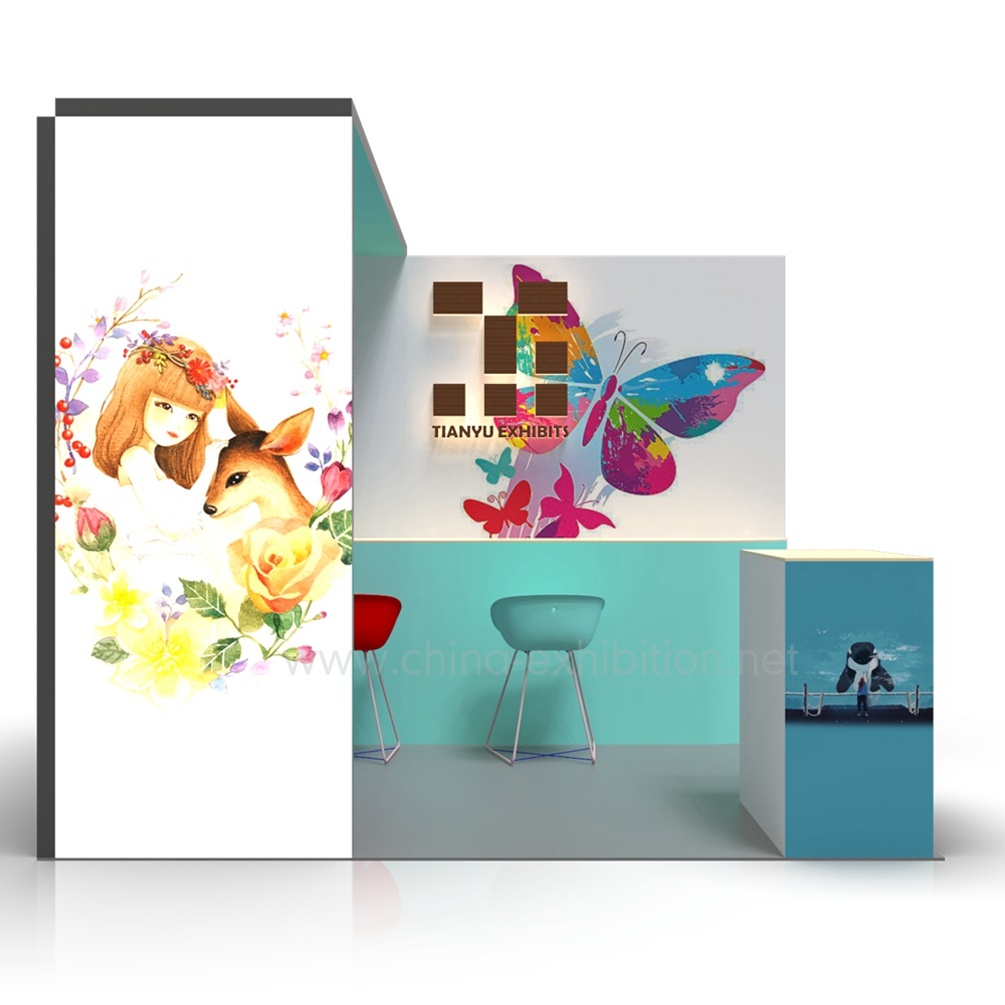 Preallestito portatile Exhibition Booth 3x3m modulare in alluminio standard Trade Show Exhibition