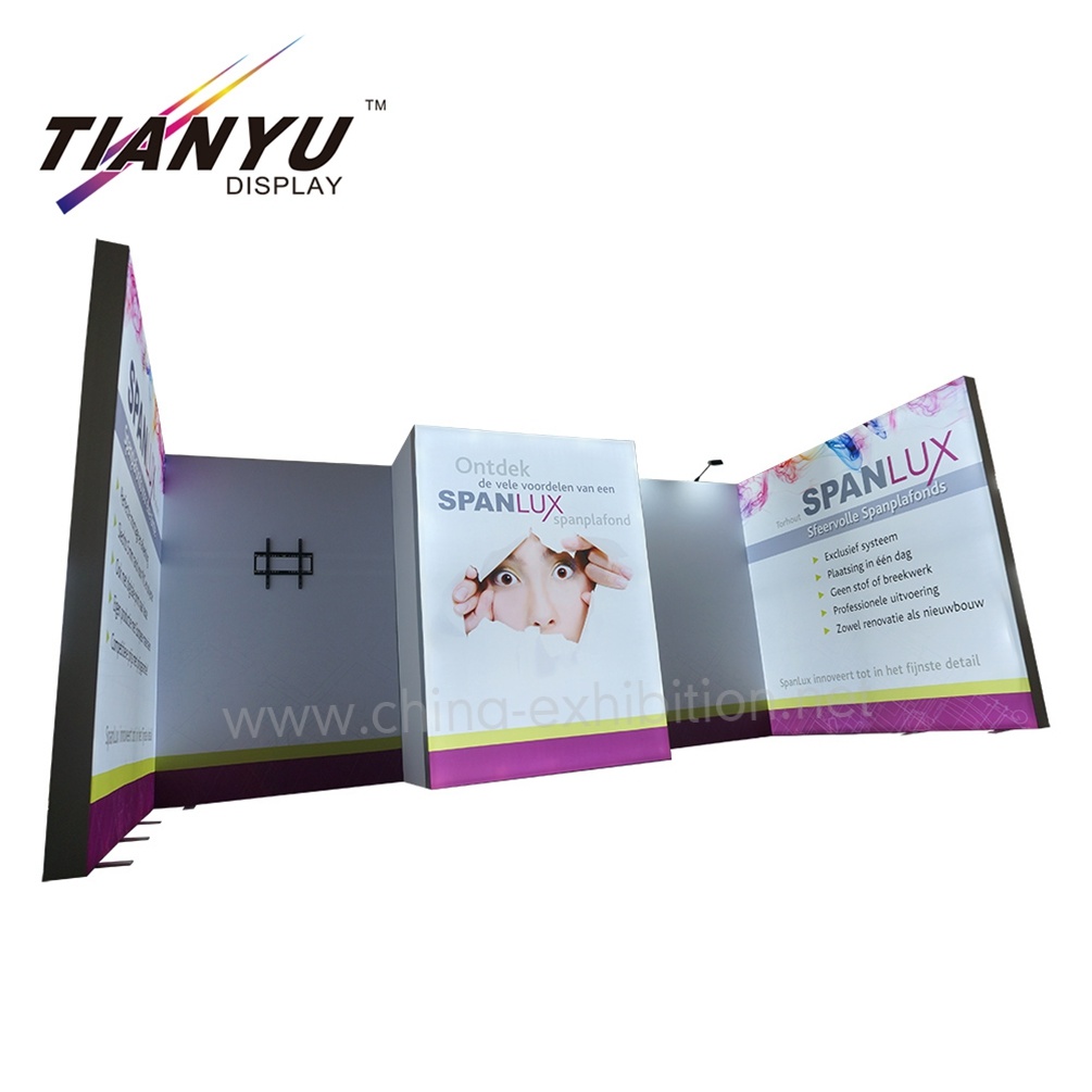 Trend Masa Depan 10X20FT Pencahayaan Exhibition Booth dengan Showcase