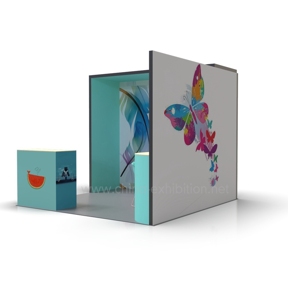 Preallestito portatile Exhibition Booth 3x3m modulare in alluminio standard Trade Show Exhibition