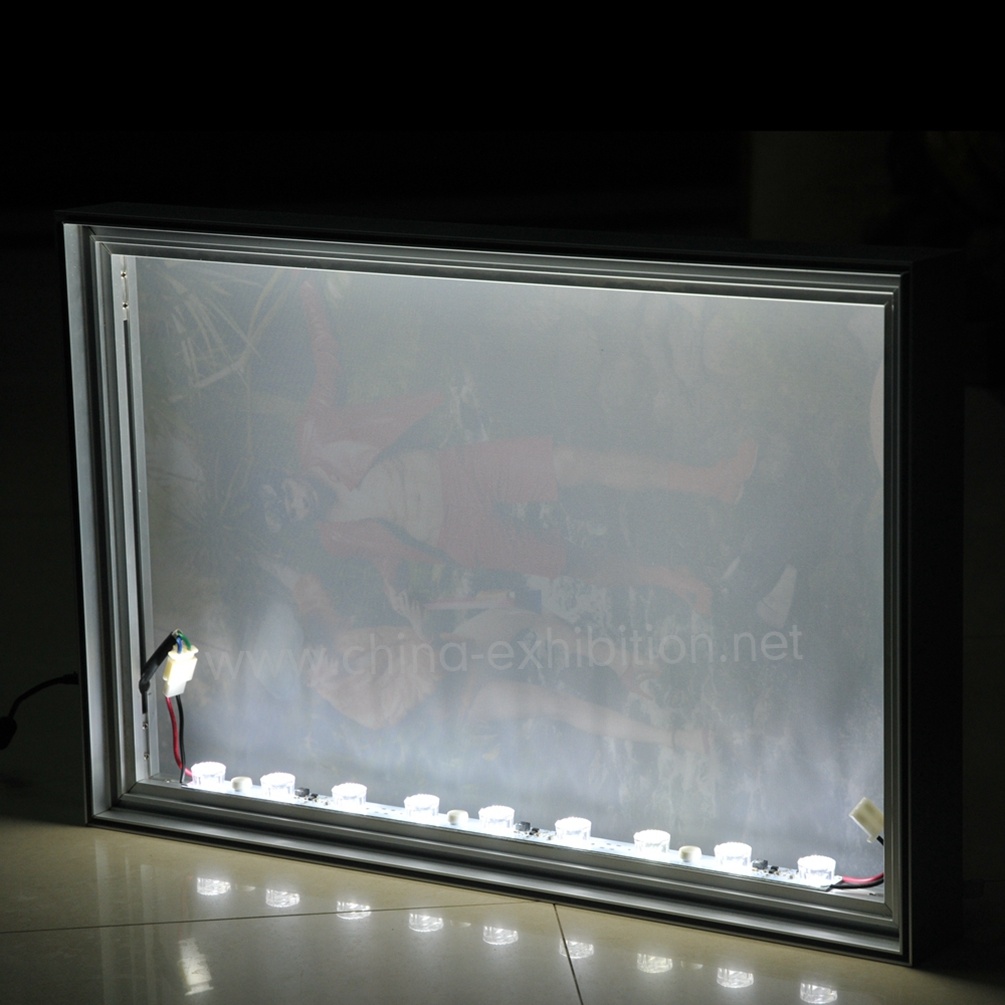 Wall Mounted Iklan Billboard Display, Menu Board Silicone Ujung LED, Gambar Aluminium Profiles Tekstil Lightbox