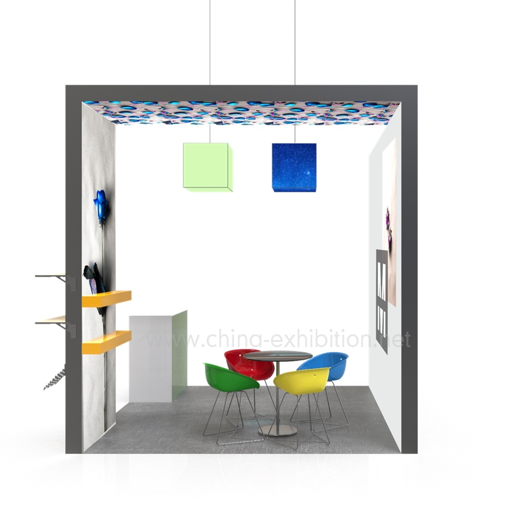 Memproduksi Custom Made Frameless Kain box Light dengan Backlight dan edgelight LED Digunakan di 3x3m Trade Show Booth