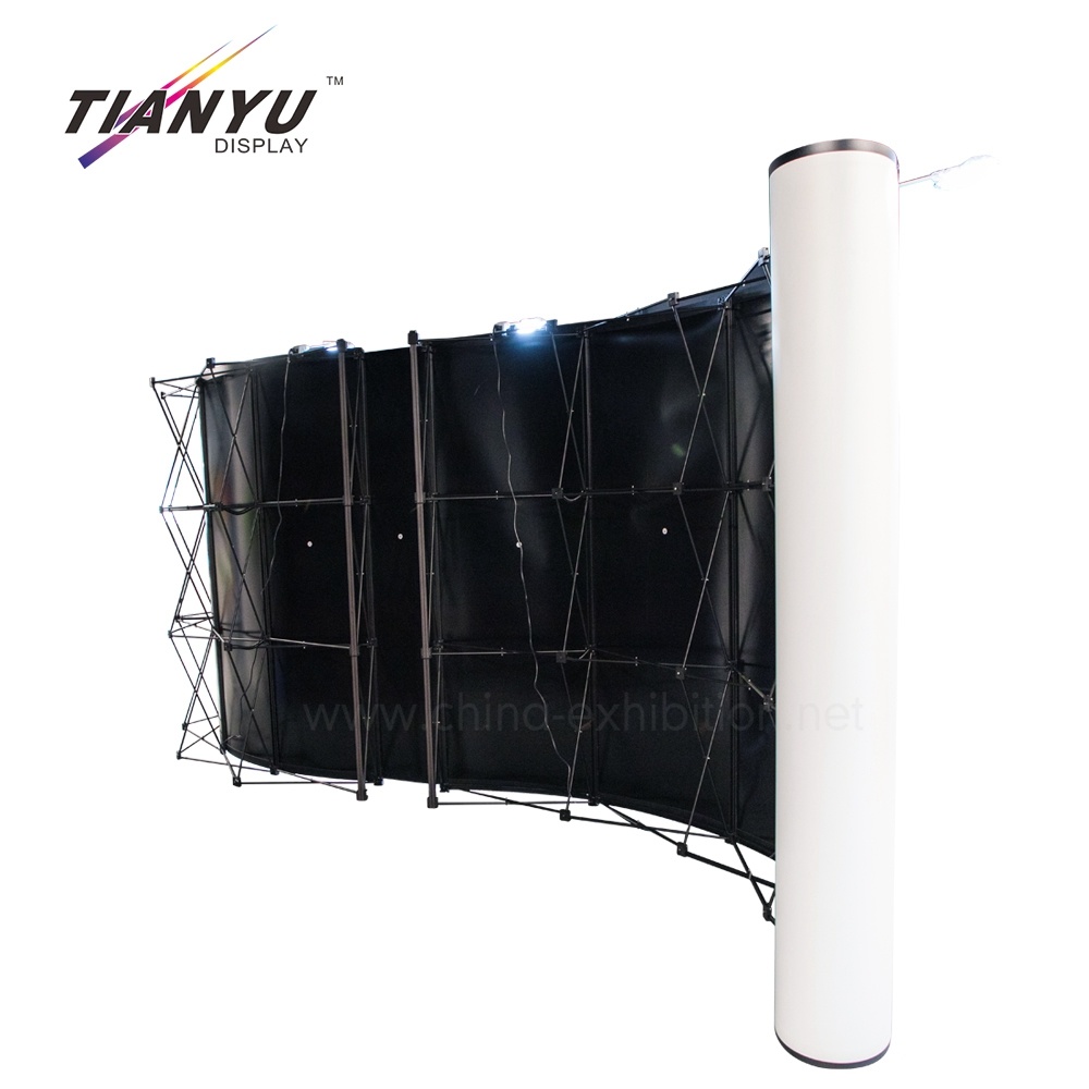3X6 Curved PVC Pop up Dinding Tampilan Berdiri Banner Perdagangan Tampilkan Booth